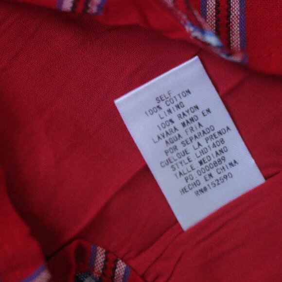 NWT Square Neckline Red Retro Vintage Plaid 100%cotton Mini Dress. - Picture 9 of 9